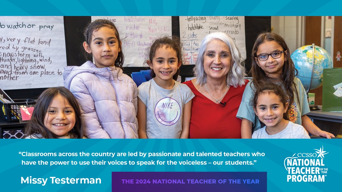 Thank you, Rogersville City School, Rogersville, TN, for elevating my work as an educator. I am proud to represent you as the 2024 National Teacher of the Year! #NTOY24