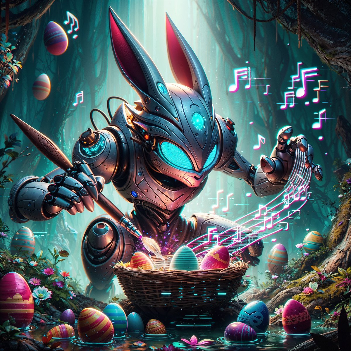 Happy Easter Symphonists! 🥚🎶 Check the announcements in the discord for a chance to win one of these Cyber Bunnies.. 👀 #SEINFTs