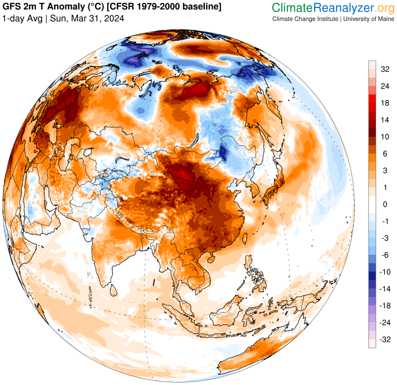 WOW - #Asian heat is incredible - many places in #China experienced temp anomalies of nearly 10°C higher than normal. #Tokyo also had a record-breaking March day, reaching 28.1°C, which is almost 12°C higher than normal. #Earth is a pool house - Expect huge upcoming temp jumps.