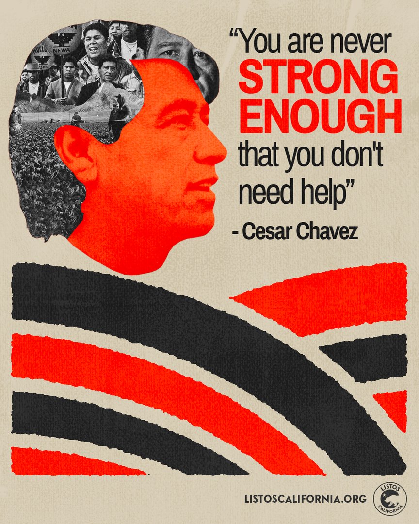 From the fields of the Central Valley to the redwoods of Del Norte, Californians are always stronger when we work together & help each other. On #CesarChavezDay, we give thanks to everyone who has shown resilience & readiness through adversities & emergencies. #ListosCalifornia