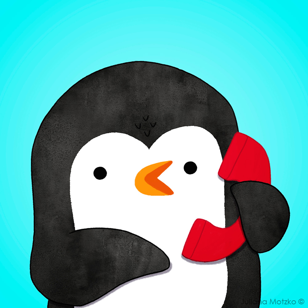 Hello?! #ThePenguinsFamily #penguin #phonecall #cute #PenguinsLife #life #cartoon #dailylife #illustrator #ilustracao #kidlitart #kidlitartist #插图师 #企鹅 #插画 #JulianaMotzko