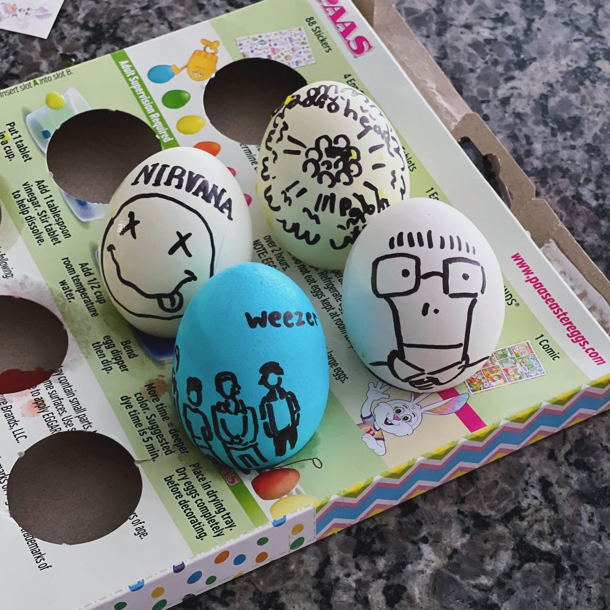 Happy Easter! My kid made these. 😂 @descendents @Weezer @radiohead