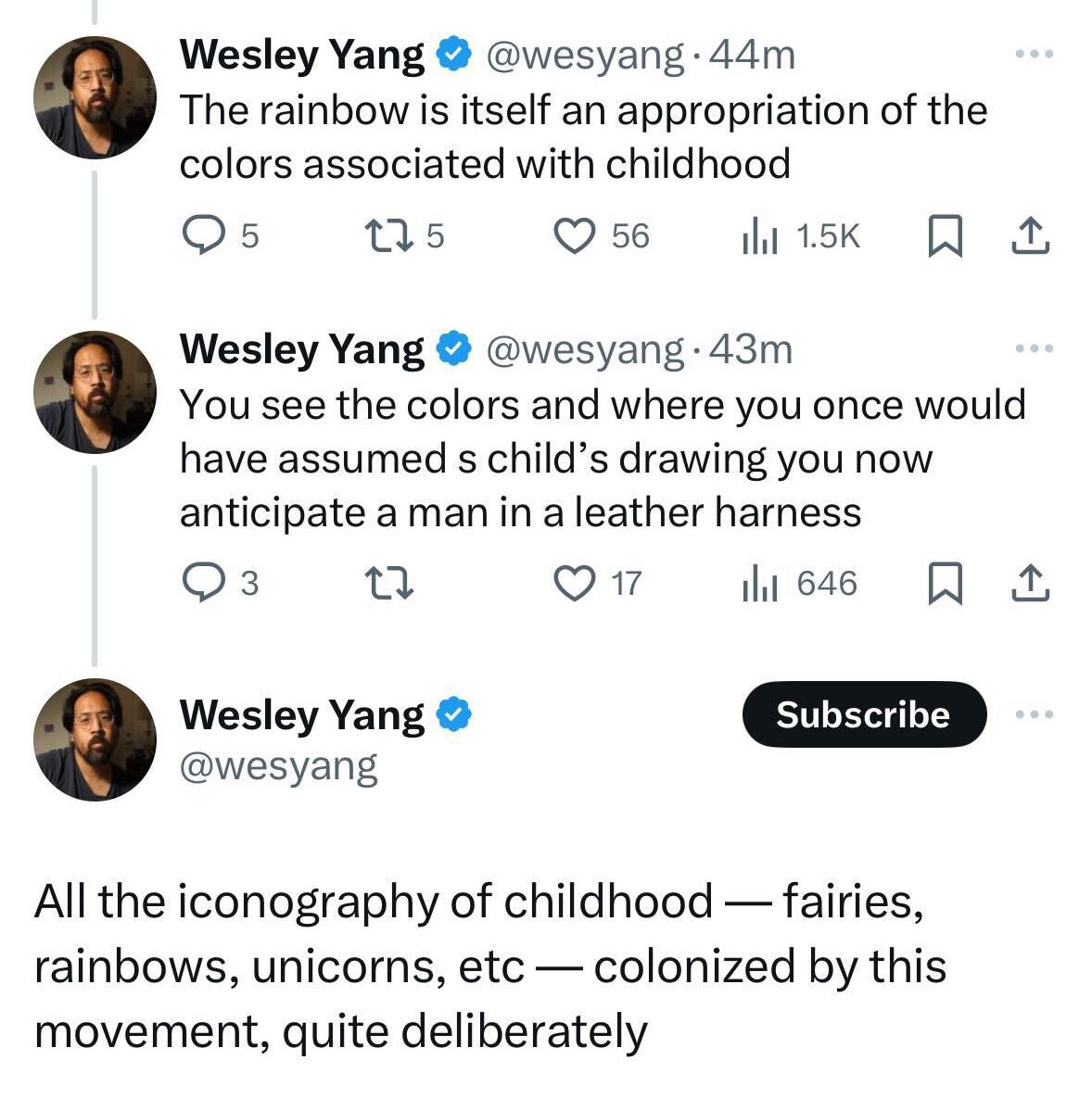 Wesley Yang having an extremely normal one