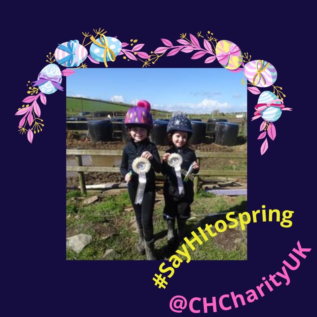 CHCharityUK's tweet photo. #CHI Superhero Aryana and her sister Matilda took part in an Easter egg hunt and pony day! Well done girls, we love your rosettes!🤩🤩Happy Easter 🐰
#Hyperinsulinism families join in #SayHItoSpring show us what you are up to or share your spring arts/crafts and baking!🐣🐰 https://t.co/cKbV1R1Wuc
