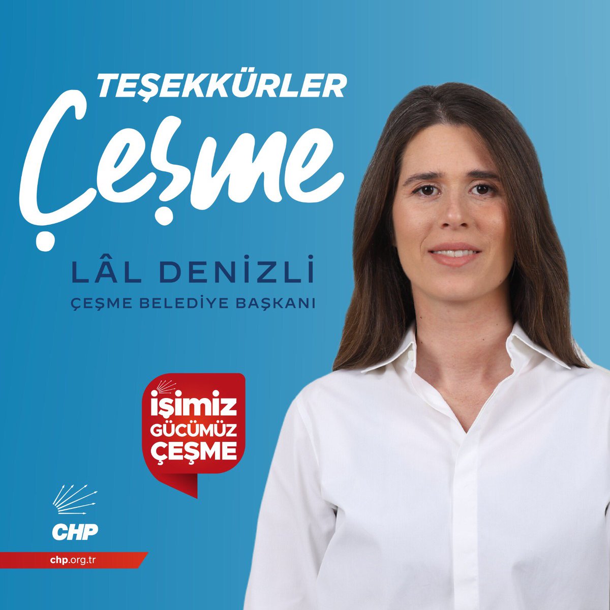 Teşekkürler Çeşme! Çeşme halkının teveccühü ile, önümüzdeki beş yıl boyunca büyük bir onur ve gururla Çeşme’ye Başkanlık yapacağım. Bana Çeşme’nin ilk kadın Belediye Başkanı olma mutluluğunu yaşatan tüm hemşehrilerime teşekkür ediyorum. Yediden yetmişe tüm yurttaşlarımıza hizmet…