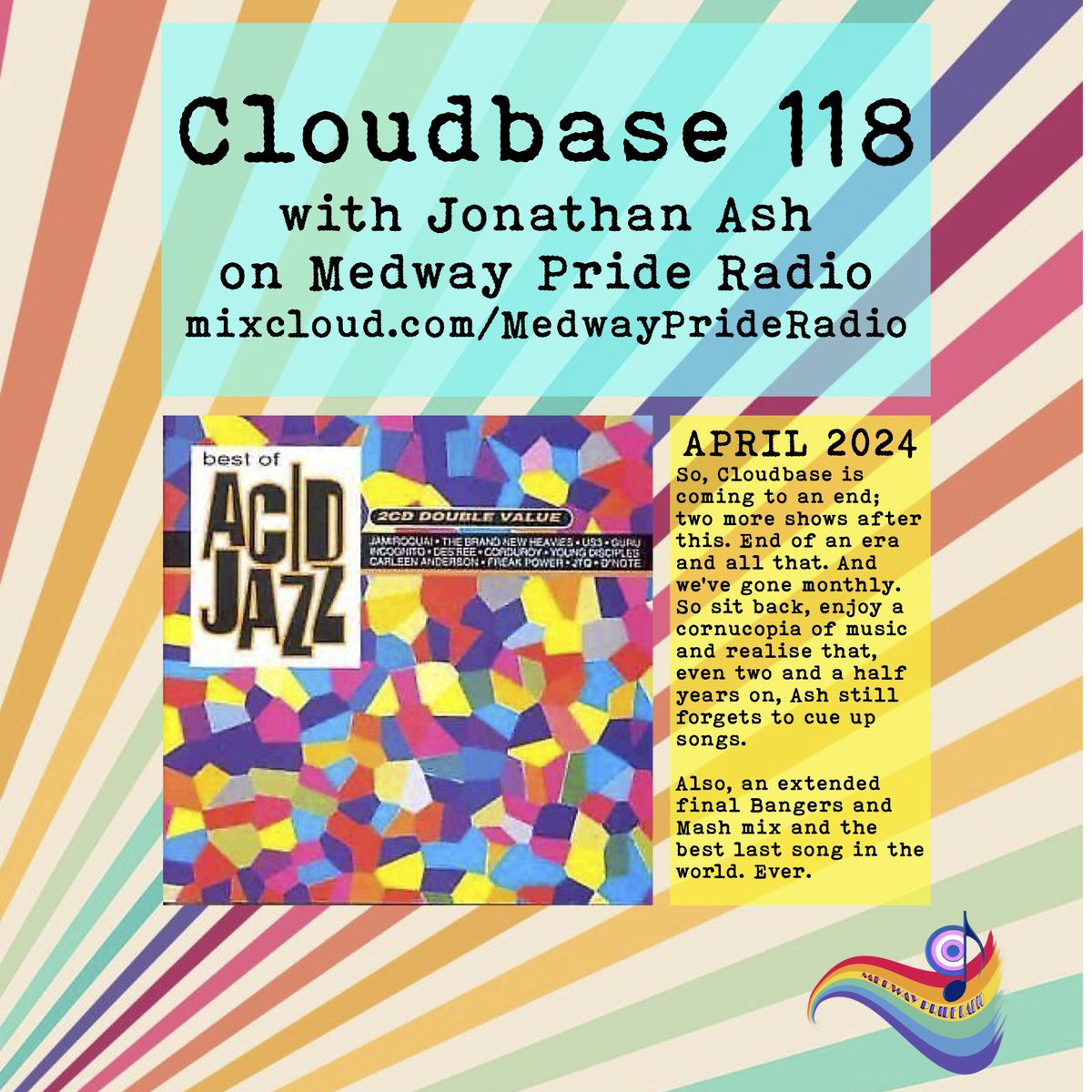 So, #Cloudbase is coming to an end; two more #radio shows after this. And we’ve gone monthly. Enjoy a cornucopia of #music at bit.ly/43GUxDN and realise that, even two and a half years on, Ash still forgets to cue up #songs. #DJ #mix #Medway #LGBTQIAplus