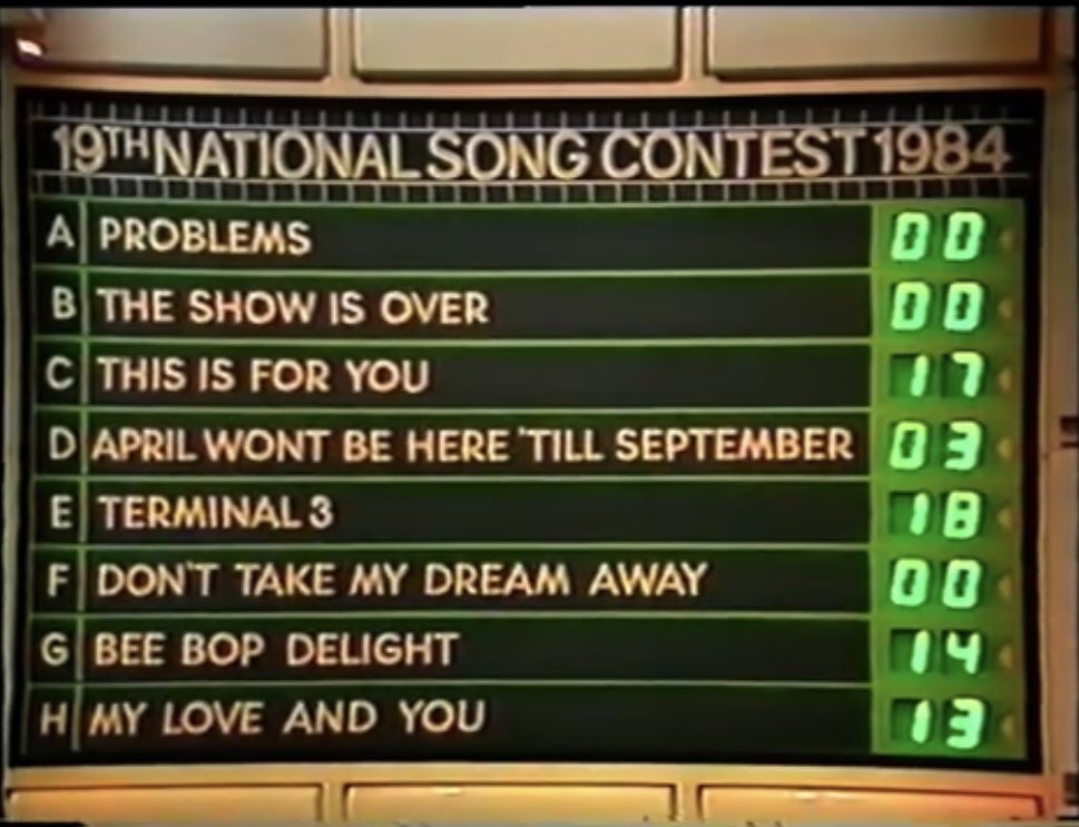 40 years ago today - Linda Martin won the 19th Irish National Song Contest 1984 with Terminal 3 written by Johnny Logan and flew to Luxembourg City - flights on time, to sing for Ireland at Eurovision @RealLindaMartin 🇮🇪 #RTÉ #Eurosong #12points 🍀 It’s a Bee Bop Delight! 🎶