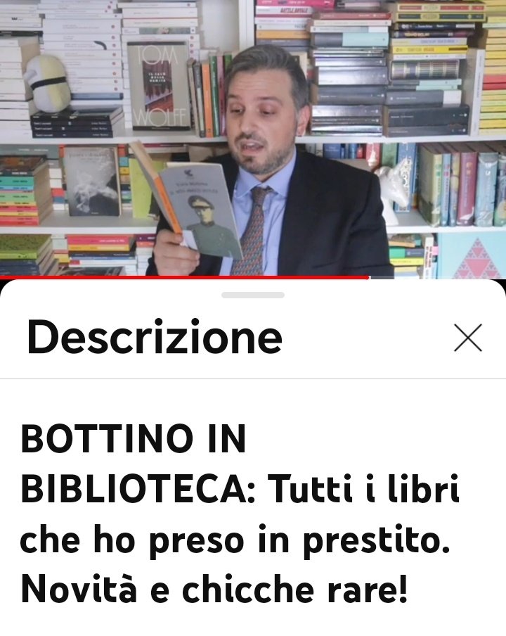 Ultimamente Matteo Fumagalli già mi era parso più dignitoso di tanta gente che in rete parla di libri; con i video in cui parla di testi che ha preso in biblioteca, invitando il suo seguito ad andarci, ha proprio conquistato la mia stima. Bravo.