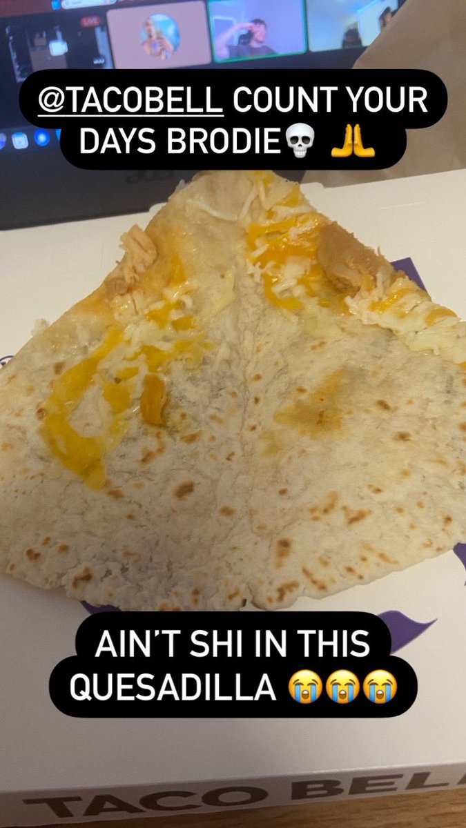 Reckless_aura's tweet photo. @tacobell BRING A STOP TO THIS SHRINKFLATION MADNESS https://t.co/IhGxTnfr8e
