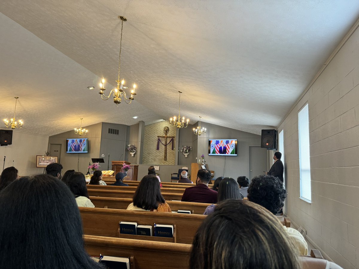 Enjoyed hearing a special Easter greetings from the Consul General of India , Mr. Binaya Srikanta Pradhan, at the Indian Baptist Congregation in Cincinnati, Ohio. @IndiainNewYork @binaysrikant76 @VarunJeph