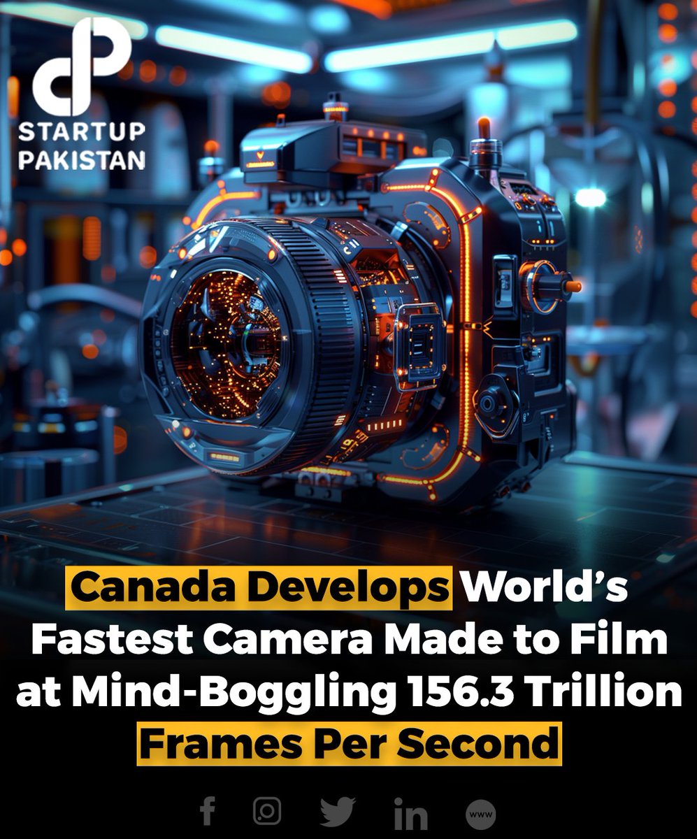 PakStartup's tweet photo. Researchers at the INRS Énergie Matériaux Télécommunications Research Centre in Canada have developed the world's fastest camera, achieving an unprecedented speed of 156.3 trillion frames per second (fps).
#Camera #Fastestcamera #Innovation #Technology https://t.co/FsdbSzNrPU