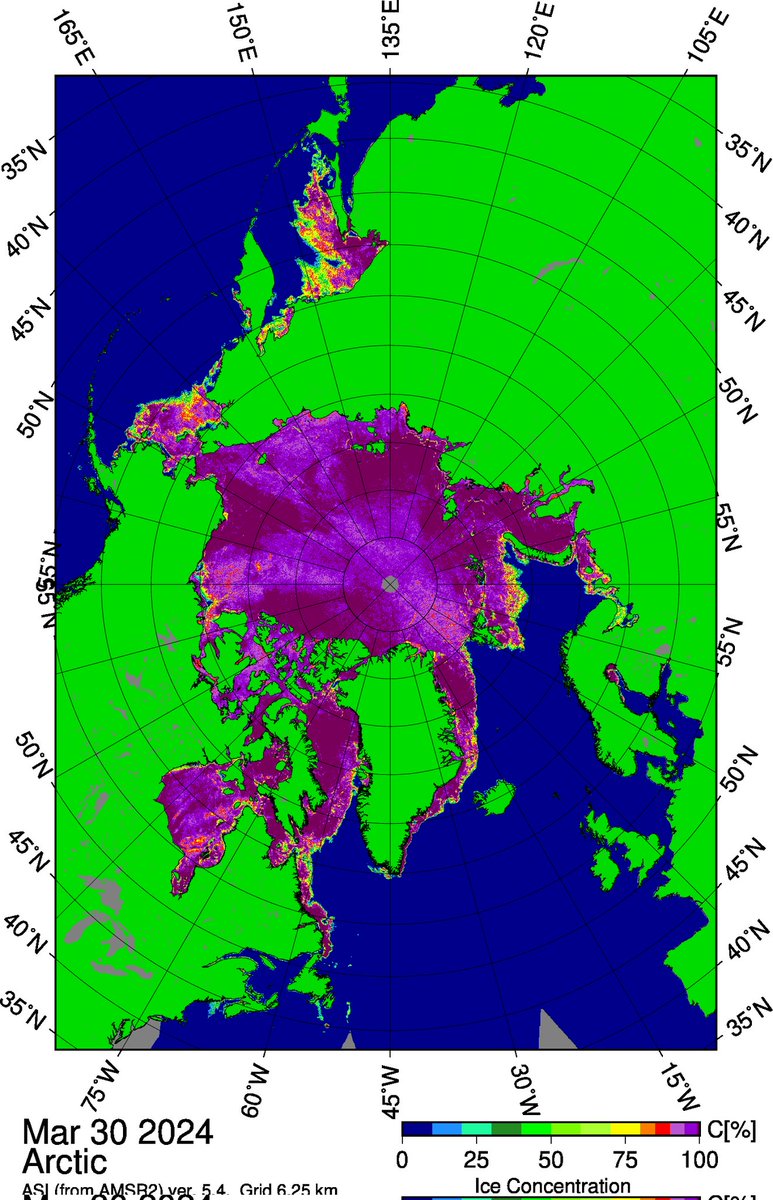 At the end of the first quarter of 2024, we can already make a cautious conclusion regarding the expected average temperature in 2024: Close to 2°C (vs 1850-1900)! This is based on the current CO2 trend, current ocean temperatures & current sea ice status. climatereanalyzer.org/clim/sst_daily/