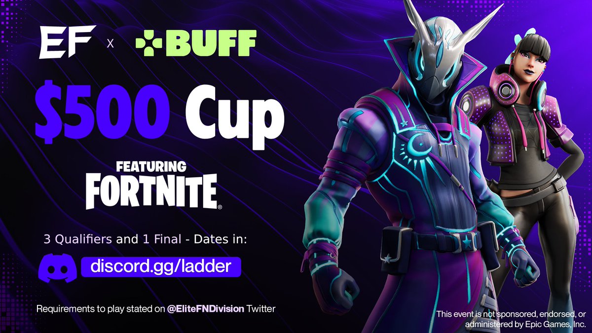 EliteFNDivision's tweet image. Elite Ladder $500 Cup! 🏆

Requirements to play:
- Follow @EliteFNDivision 👤
- Like + Retweet ❤️
- @ 2 Friends below 💬

Join discord.gg/ladder and send proof of completing the above requirements, plus one more within the server to be granted the role! 🔥