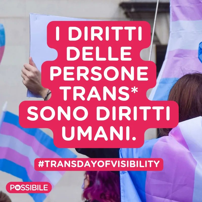 Riconoscere i diritti delle persone trans* è una misura di civiltà, non toglie nulla alla libertà e alle lotte altrui e tutela la vita, la salute e la felicità di tantissime persone. Buona giornata della visibilità trans! #TransDayOfVisibility #TDOV2024 #TDOV