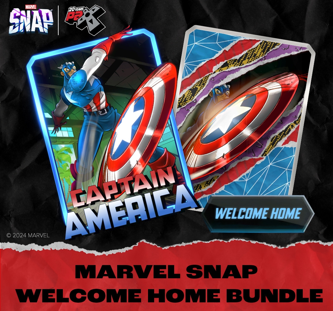 Miss out on the Marvel Snap Welcome Home bundle at #PAXEast this past week? We'll be giving away bundle codes on twitch.tv/pennyarcade this Tuesday from 12-3pm PT! Tune in as we check out the new season!