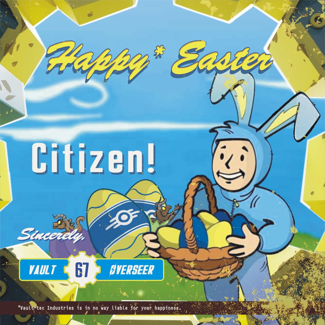 Hello Vault dwellers and Wastelanders, Even during an Apocalypse he has risen. Happy Easter. #EasterSunday @mrsfallout @Nukapedia @SentrySpartan @KingFanMan @Fallout