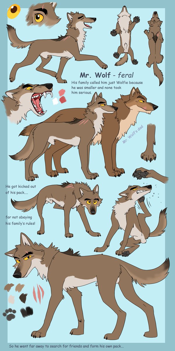 I was in the mood to draw some feral stuff again, so I had the idea to work out a concept for The Bad Guys in feral form. Currently working on Diane's concept sheet and another one where I also feature Snake is in the making as well. #thebadguys #mrwolf #feral #wolf #character