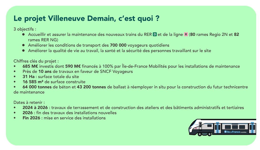 Nouvel atelier de maintenance pour les lignes D et R à Villeneuve-St-Georges : le montant des travaux (685 M€) est colossal ! Espérons que ça aura des effets très positifs en 2027