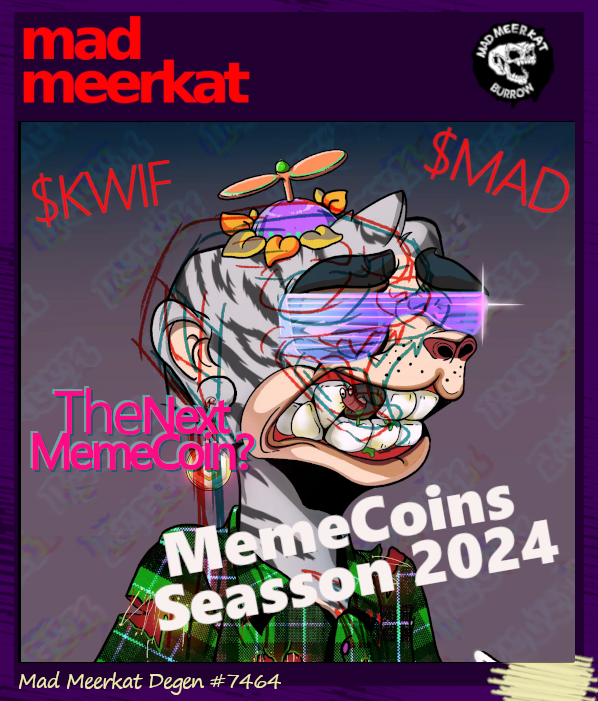 Just received a Mad Meerkat Degen from @endorfinaholic's giveaway! 🙏 Thanks for keeping it real #crofam I've created a card to make this moment memorable for I don't forget this amazing memecoin season on Cronos! But I feel I haven't thanked enough... So, more words... 👉🧶👇