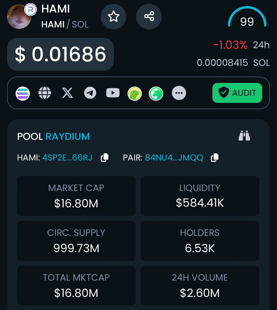 Holder count still steadily going up for $HAMI wait till we’re at 10k+ holders 🚀