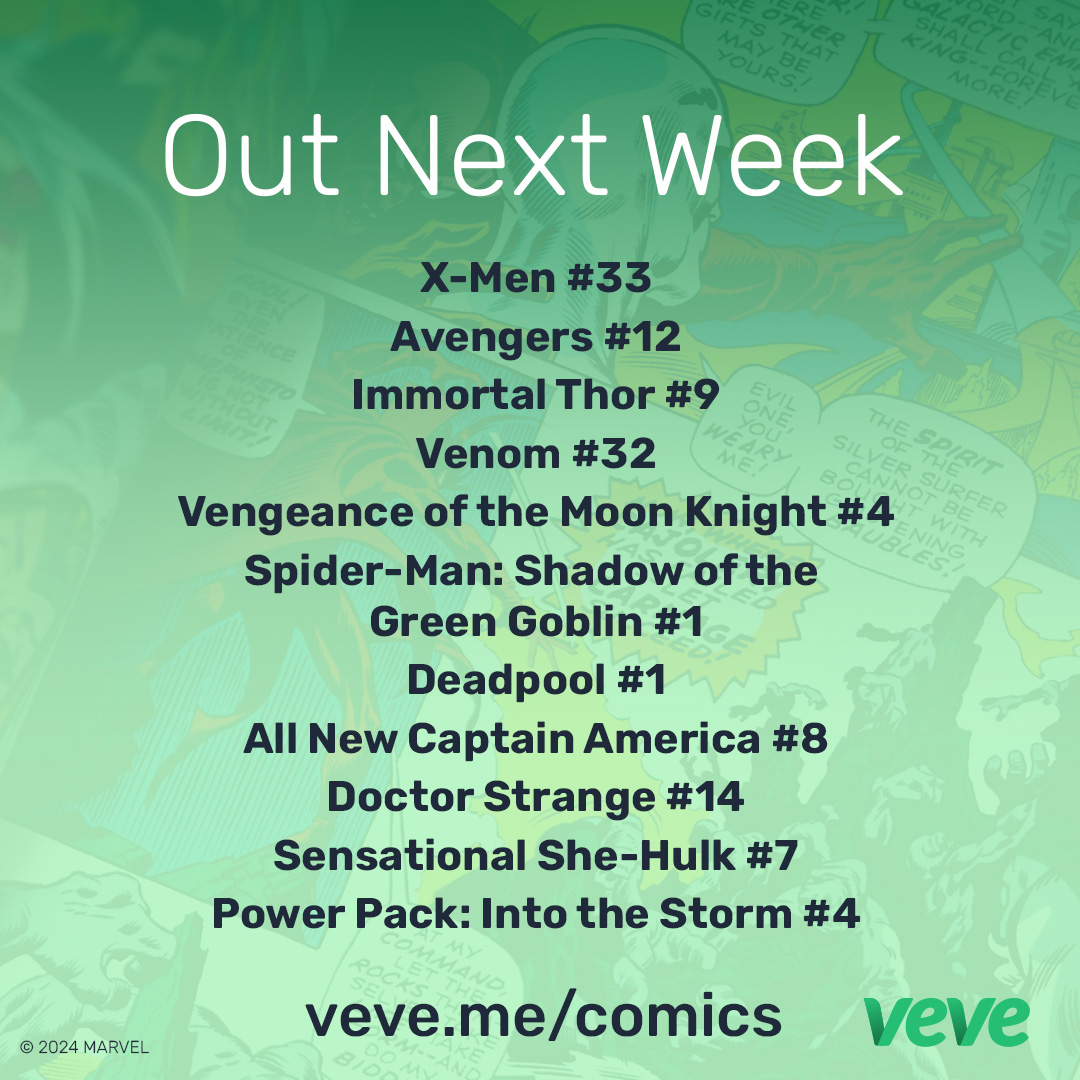 New month, new week, new comics! 💚 

Check out what's coming to #VeVeComics on April 3rd! 👇📚

#marvelcomics #vevecomics #digitalcomics #ncbd