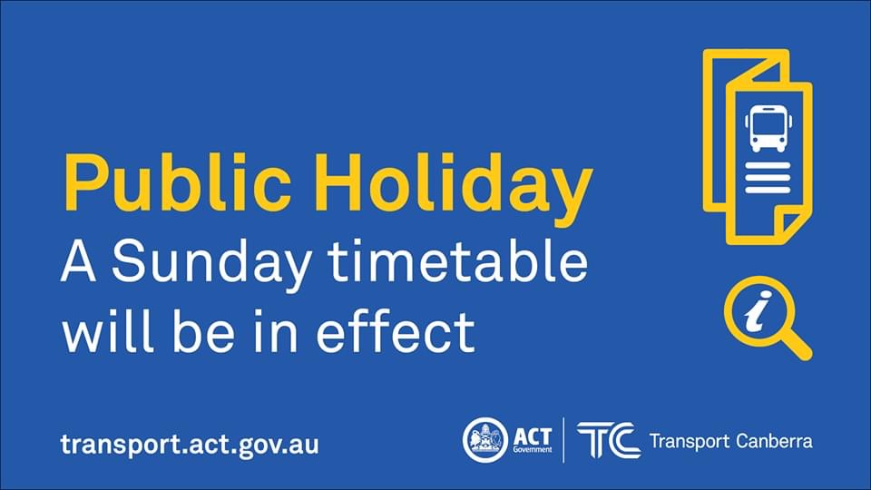 📢 Today is Easter Monday which means the Sunday bus timetable and light rail frequency are in operation. Plan your trip ahead of time by using the Transport Canberra journey planner at transport.act.gov.au