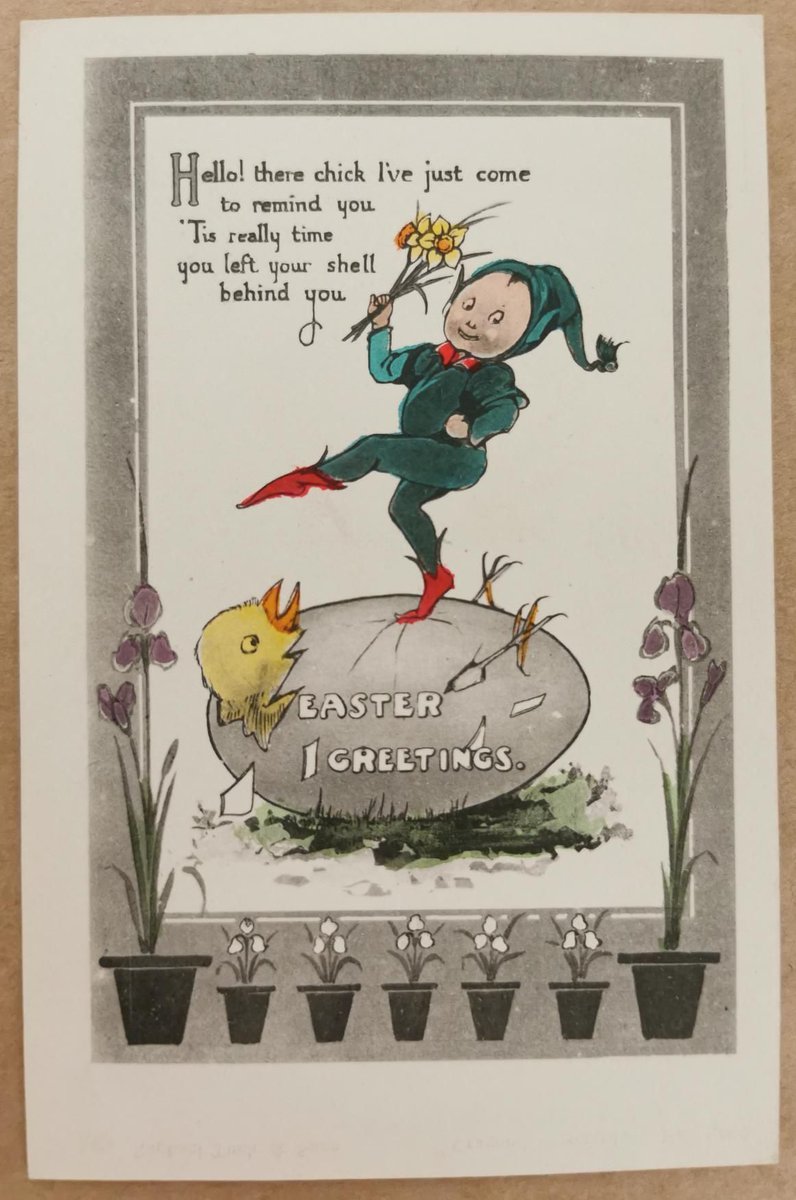 #HappyEaster! This little postcard was found in the archive of Minna O'Conor. Date unknown... Ref: OCON 12/4/8 #EasterSunday