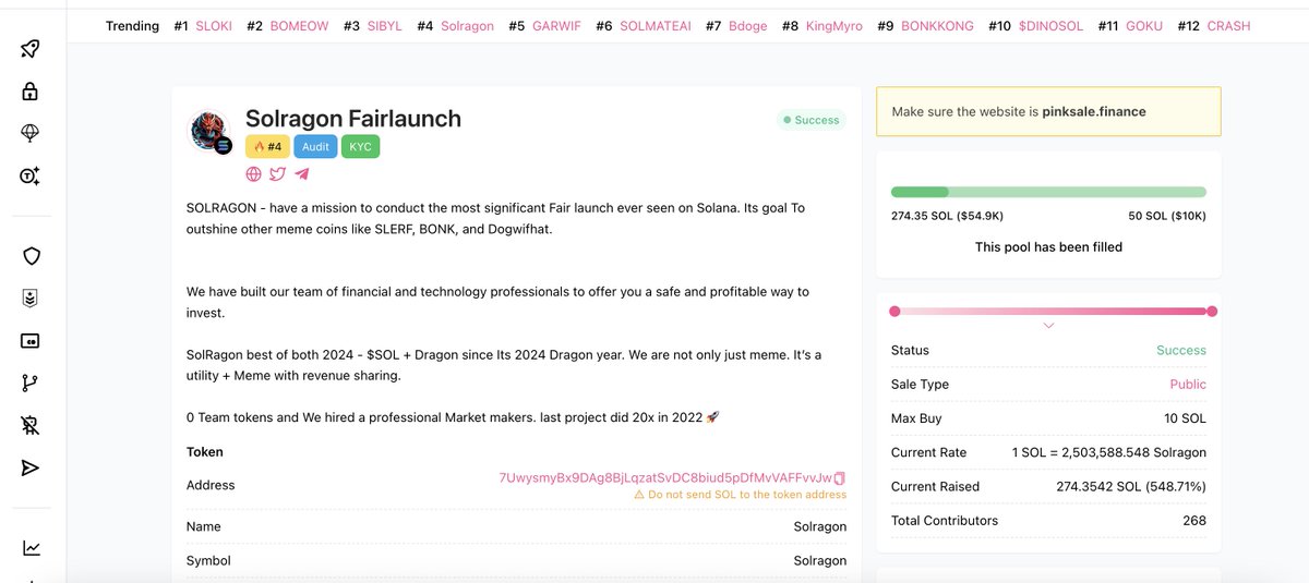 SOLRAGON_'s tweet photo. $SOLRAGON presale just ended. Congratulations to everyone who got in
Unfortunately SOL network was marred with alot of issues due to which many people still couldn't get in

We hope to see them join us post launch tomorrow

Stay tuned for more updates! https://t.co/nwbxkoRuQU