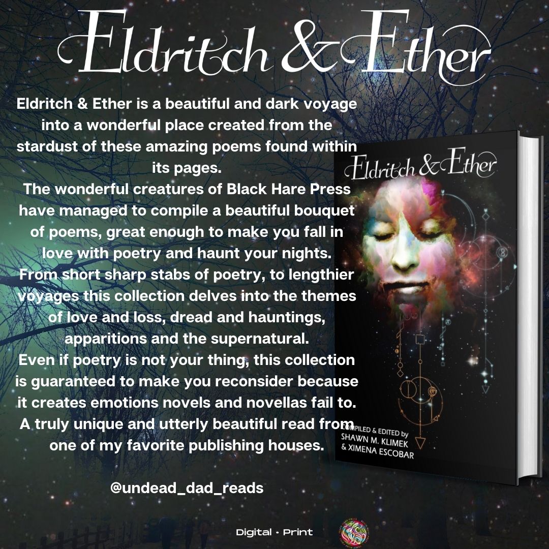 #NationalPoetryMonth
ELDRITCH & ETHER
books2read.com/Eldritch-Ether

Beautifully dark speculative & horror poetry

#DARKPOETRY #HORROR #poetrycommunity #readingcommunity #poetry #poetryanthology #poetrylovers #bookblogger #bookboost #bookworm #tbrpile #worldpoetryday