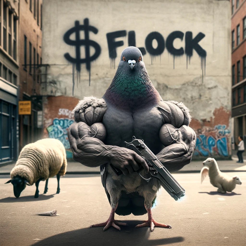 Get ready to flock to the sky with $FLOCK! Our feathered friend is locked and loaded for a great Journey. <a href="/flockingham/">Flocko Flokopolouis</a> t.me/theflockening #FLOCK