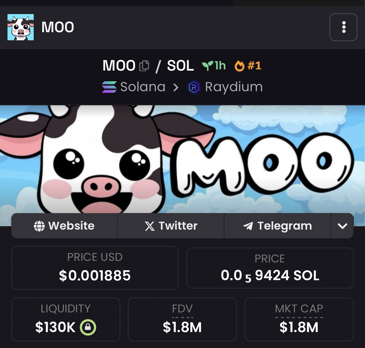 MooCoinSol's tweet photo. $MOO trending #1 on Dexscreener

Hit the rocket 🚀:

https://t.co/18b0dhSAjk https://t.co/iRXHtCDjV4