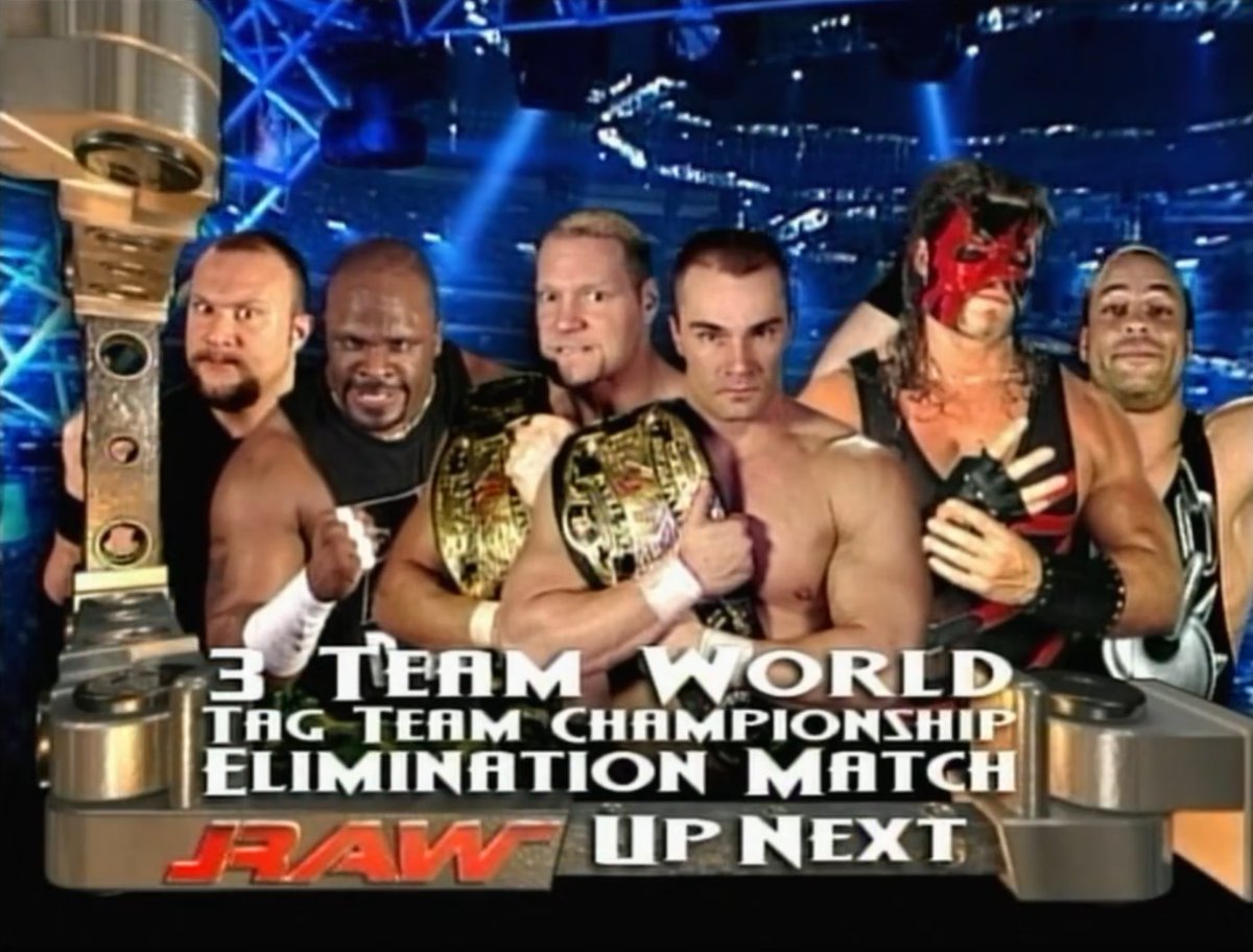 3/31/2003

Rob Van Dam & Kane defeated Val Venis, Lance Storm, & The Dudley Boyz to win the RAW Tag Team Championship on RAW from the Key Arena in #WWESeattle, Washington. 

#RobVanDam #RVD #TheWholeFuckingShow #RollingThunder #Kane #TheDemon #TagTeamTitles #WWE #WWEHistory