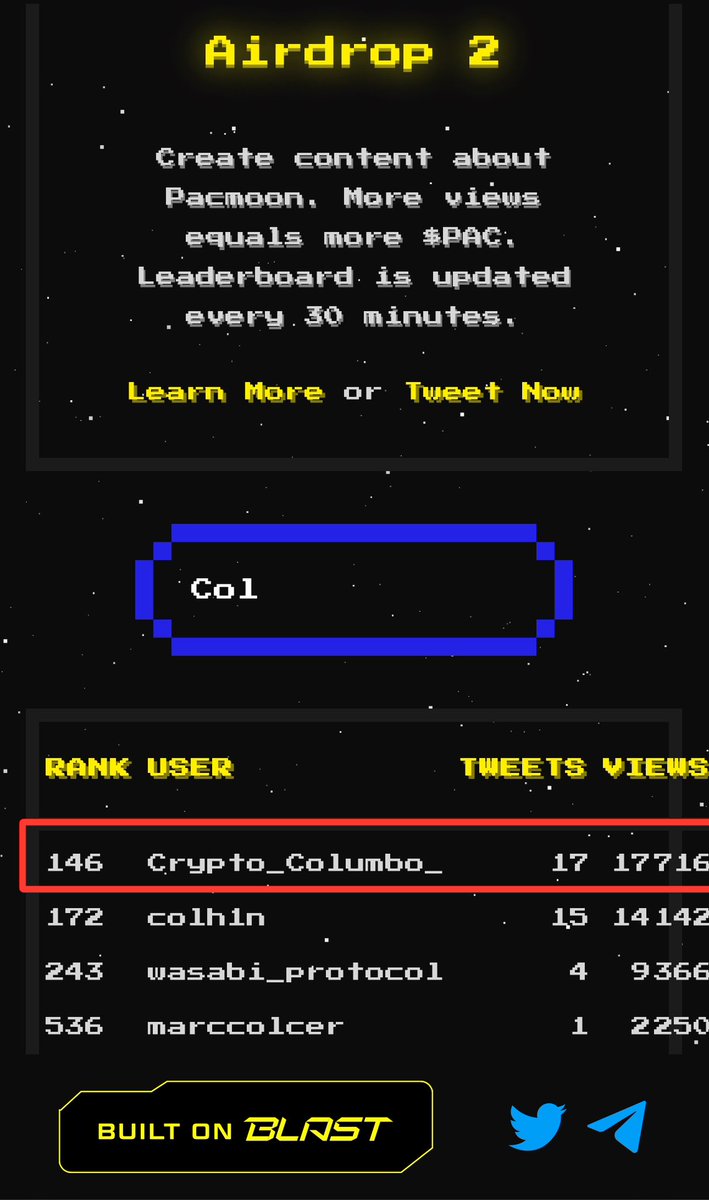 Columbo_Fr's tweet photo. 🚨 Comment claim l’Airdrop 2 de @pacmoon_ 

Demain rendez-vous sur leur site.

https://t.co/4xxlTYn0Qs

Nous pourrons lier notre profil Twitter et notre Wallet pour réclamer notre allocation.

⚠️ La durée du claim sera de 48h maximum, au delà de ça ce ne sera plus possible.

Simple efficace, attention aux scams