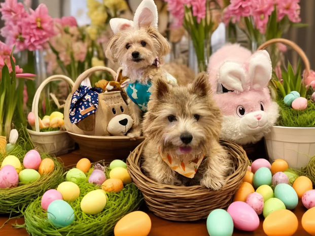 Happy Easter from @mollie_the_morkie_cincy and @ralphie_the_cincy_norwich 😍#medvet #veterinarysurgery #veterinarysurgeon #medvetcincinnati #acvs #cincinnati #cincypet #dogsofcincy #petcare
