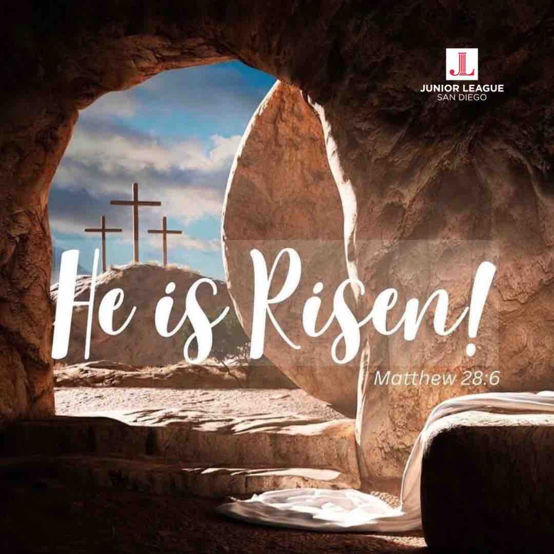 JuniorLeagueSD's tweet photo. He is Risen! 

Wishing all who celebrate a happy and joyous Easter! 🐣 💙

#JuniorLeagueSD #JLSD #Easter #HeIsRisen https://t.co/LJlwfhWi91