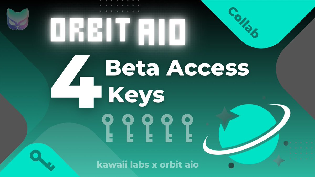 Happy to partner with <a href="/OrbitAIOBot/">OrbitAIO</a> to provide FOUR beta keys to their multi-chain sniping and automation tools to the kawaii community.

(SOL/ETH/SEI/BTC) + NFTs

Join our discord to claim your keys today 

discord.gg/kawaiilabs