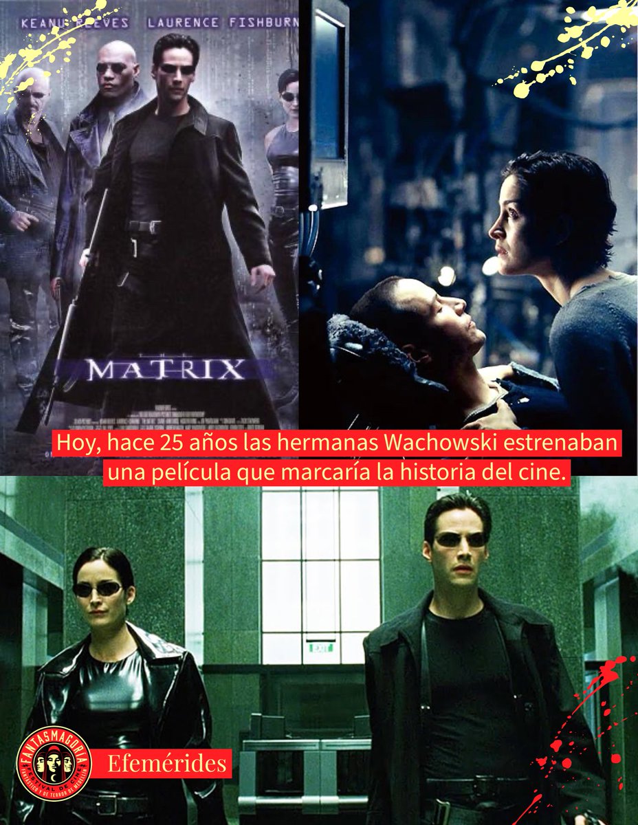 MFantasmagoria's tweet photo. Hace 25 años se estrenaba una película clave para muchos avances en efectos y en narrativas cine. Esperamos contarles pronto noticias para que nos unamos en este aniversario de The Matrix (1999).
#Fantasmagoría #matrix #wachowskisisters #matrix1999 #aniversario #historiadelcine https://t.co/JFpLU4cjrU