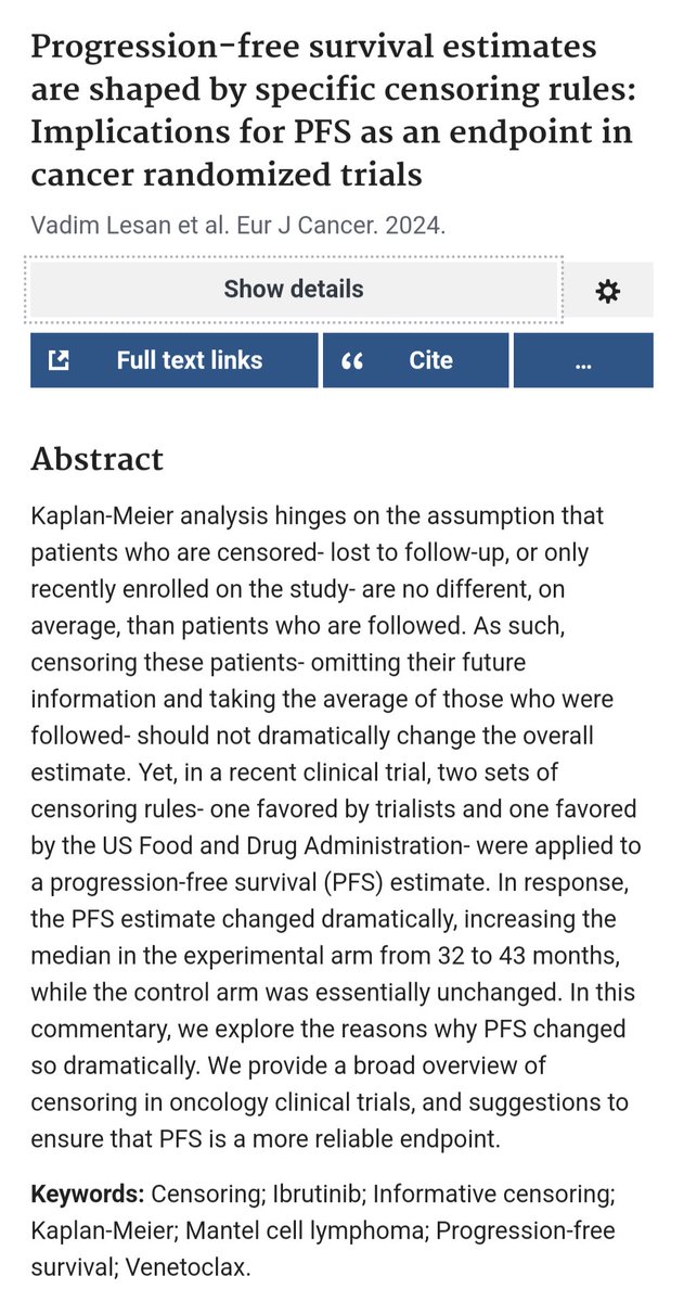 VPrasadMDMPH's tweet photo. Our new paper shows just how volatile PFS is based on censoring 

You haven't seen anything like this!👇 https://t.co/MsjTGeWmWm