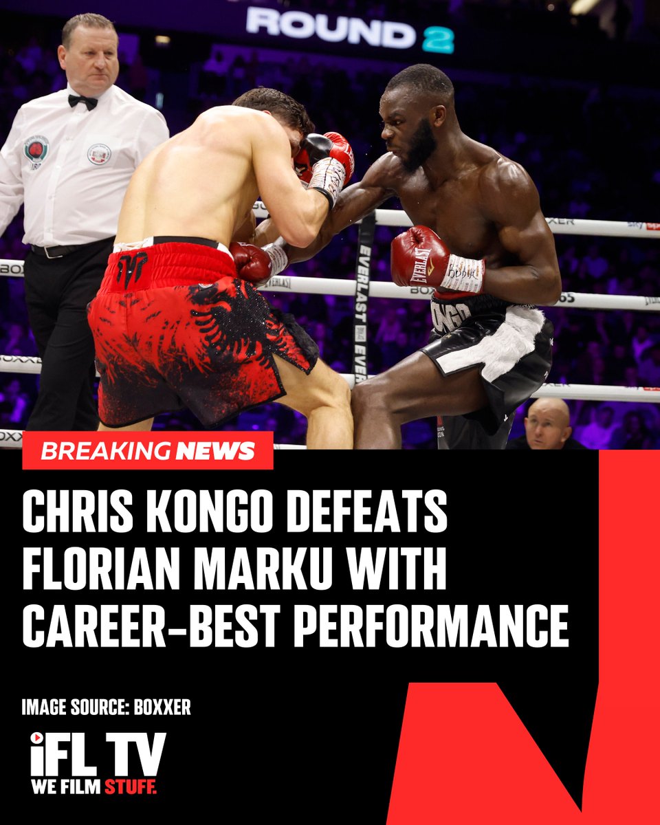 IFLTV's tweet photo. KONGO GETS THE NOD ‼️
Chris Kongo defeats Florian Marku by unanimous decision with the judges scoring it 96-94, 96-93 & 98-92 in a career-best performance🥊
The right decision?
#MarkuKongo | #WardleyClarke | #FightNight https://t.co/NMBfEGQ8z6