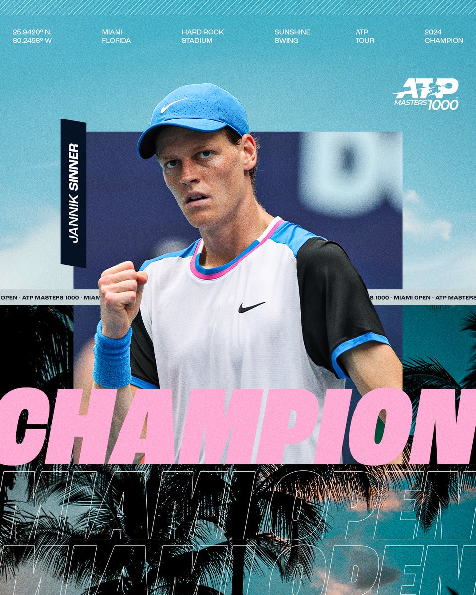 MOMENTOUS IN MIAMI 🏆 Sinner secures his second Masters title 👏 @miamiopen | #MiamiOpen