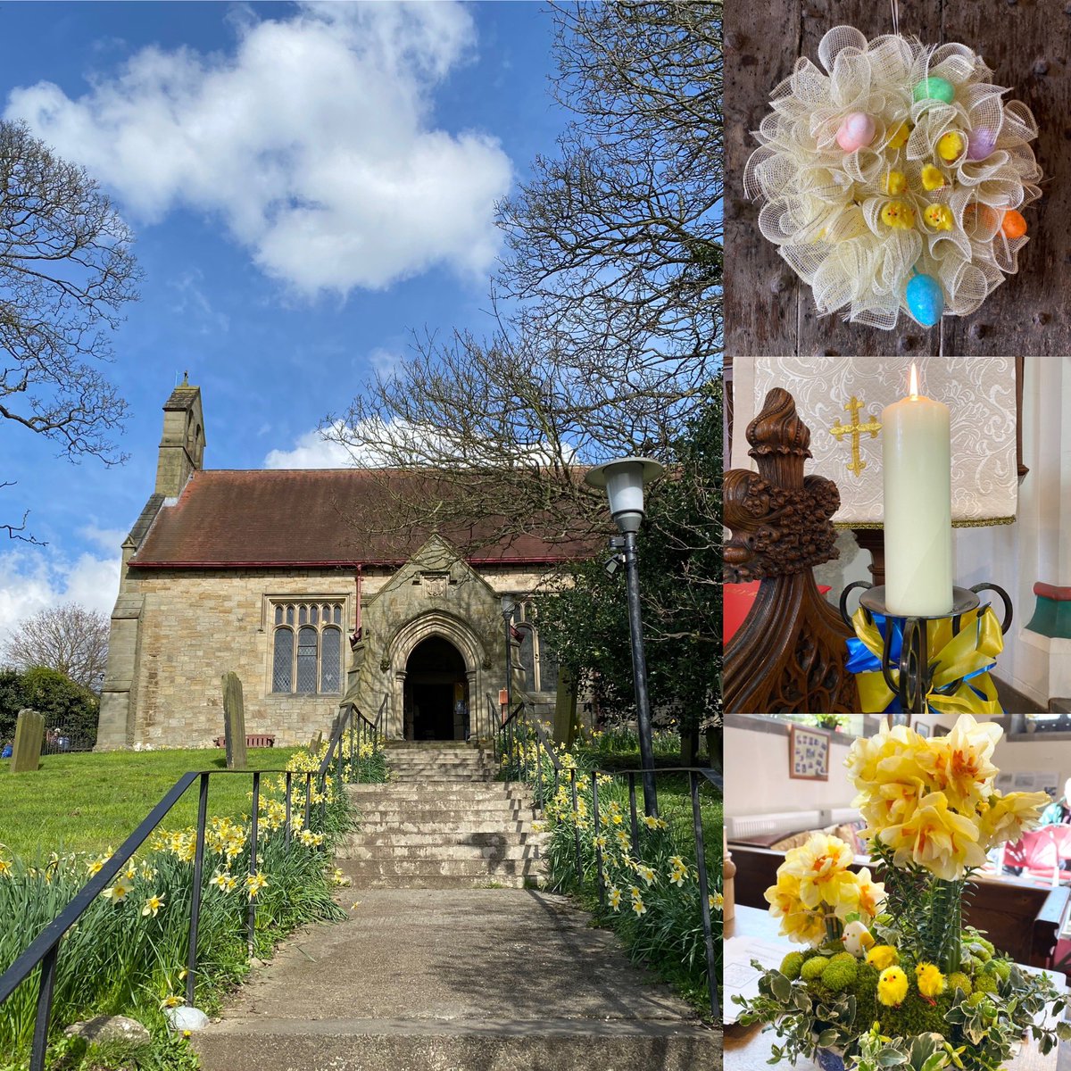 A sunny 🌞 start to #EasterSunday with a service @DioceseofDurham #Weardale 🕯️ ⛪️ 🐣 🐇 🌼