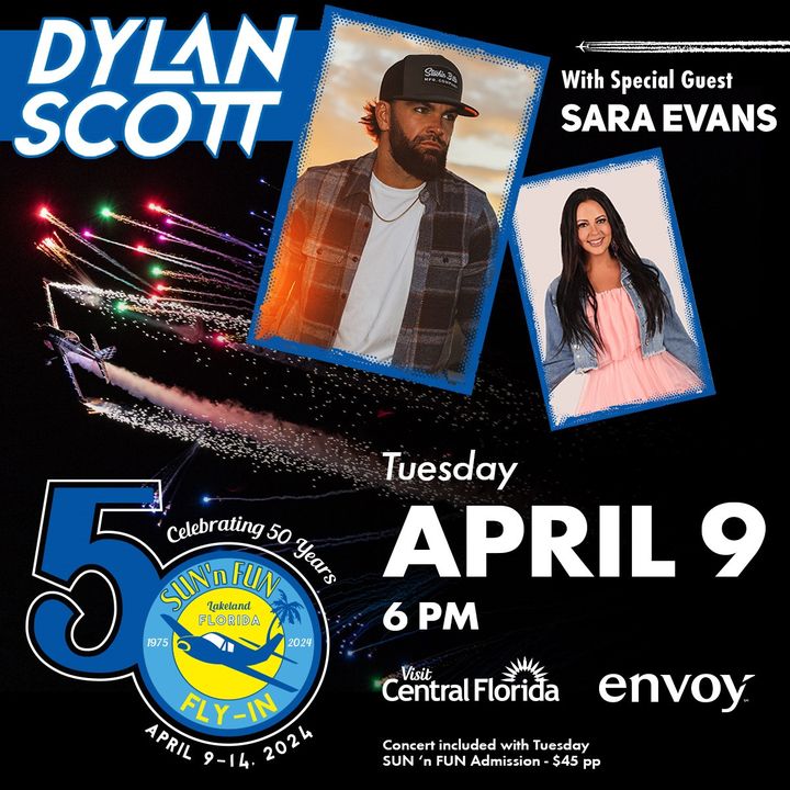 We are so excited for the Opening Day Concert featuring Dylan Scott with special guest Sara Evans on April 9. Will you be there? Join us in thanking @VisitCentralFL and @envoyaircareers for making the concert possible!

Get your tickets at flysnf.ticketapp.org/portal/product…