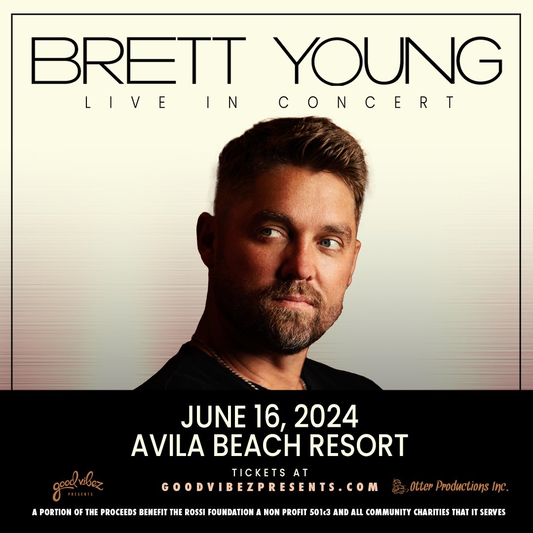 otterproduction's tweet photo. Brett Young returns to the beach at Avila on June 16, 2024! Tickets on sale now at: https://t.co/zBEOl9mlQ7 https://t.co/5s6553PlPg