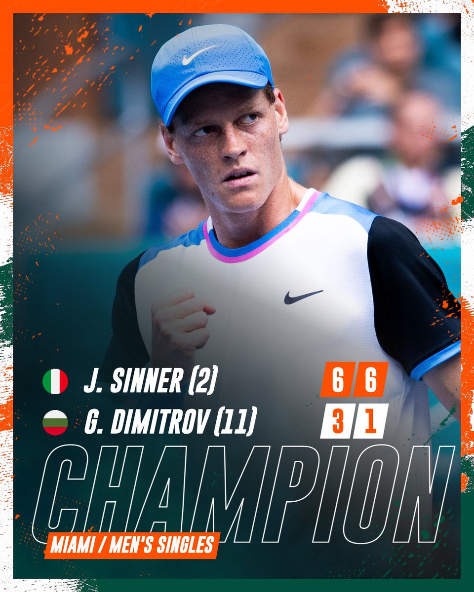 rolandgarros's tweet photo. UNSTOPPABLE JANNIK 💫🇮🇹

Sinner clinches the 2024 #MiamiOpen title, becoming the first Italian champion in tournament history! https://t.co/nKhlx84Nld