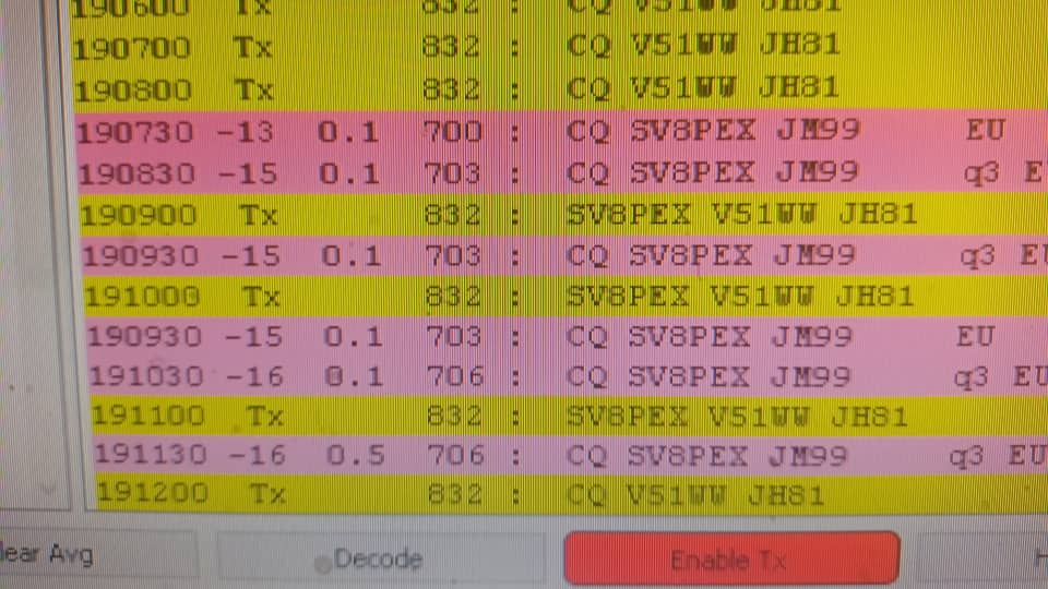 sv1nzx's tweet photo. First confirmed TEP reception of a signal between EU and AF tonight by V51WW from SV8PEX on 2m band after almost 40 years since the last signals between AF and EU intersected. Mode Q65a/30s #DX #TEP #VHF #hamradio #dxnews #144mhz #transequatorial #TEP https://t.co/nQMUA5Cyu3