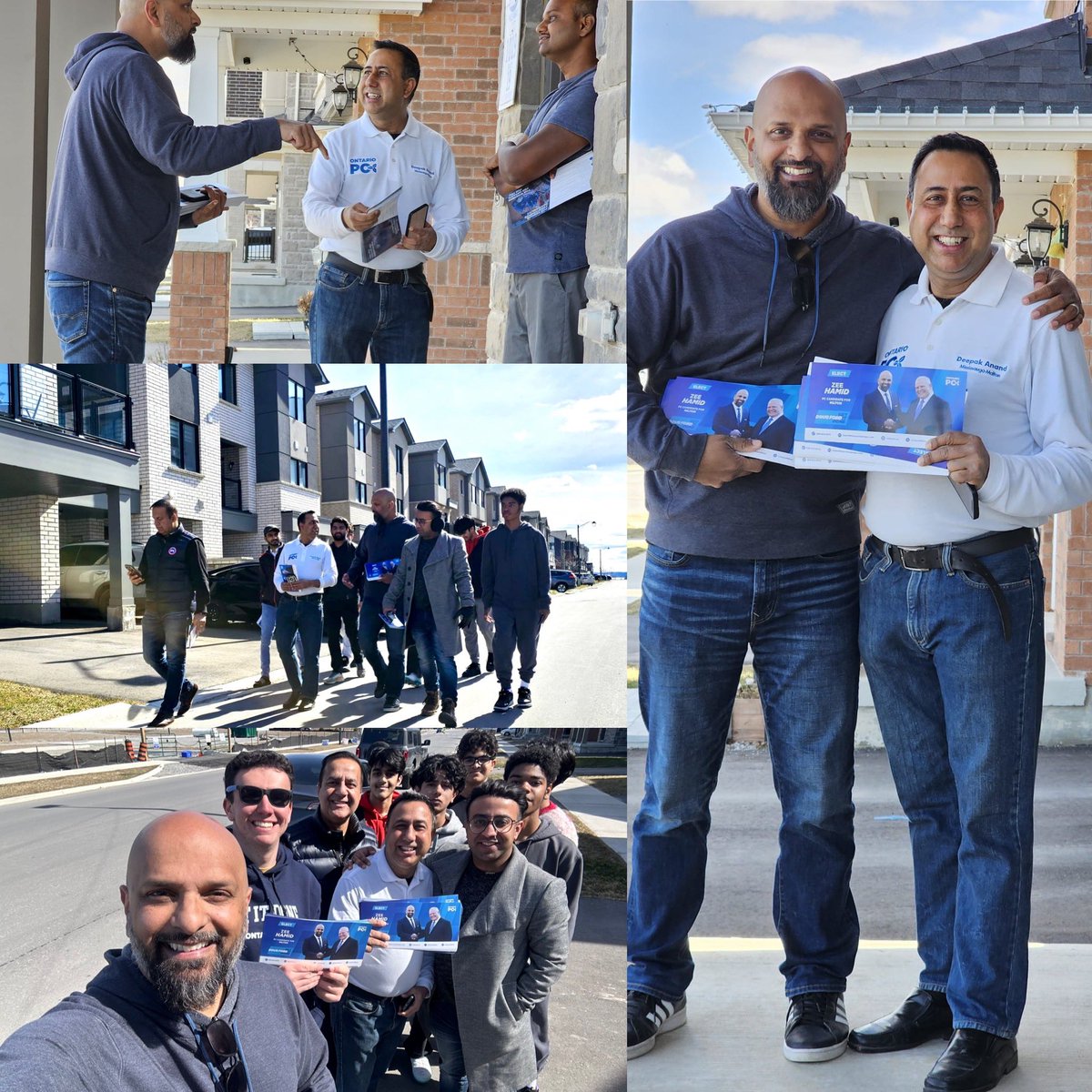 Happy to have my friend @DeepakAnandMPP out knocking on doors with a great group of young people. Their energy for #Milton is infectious! #VoteZee