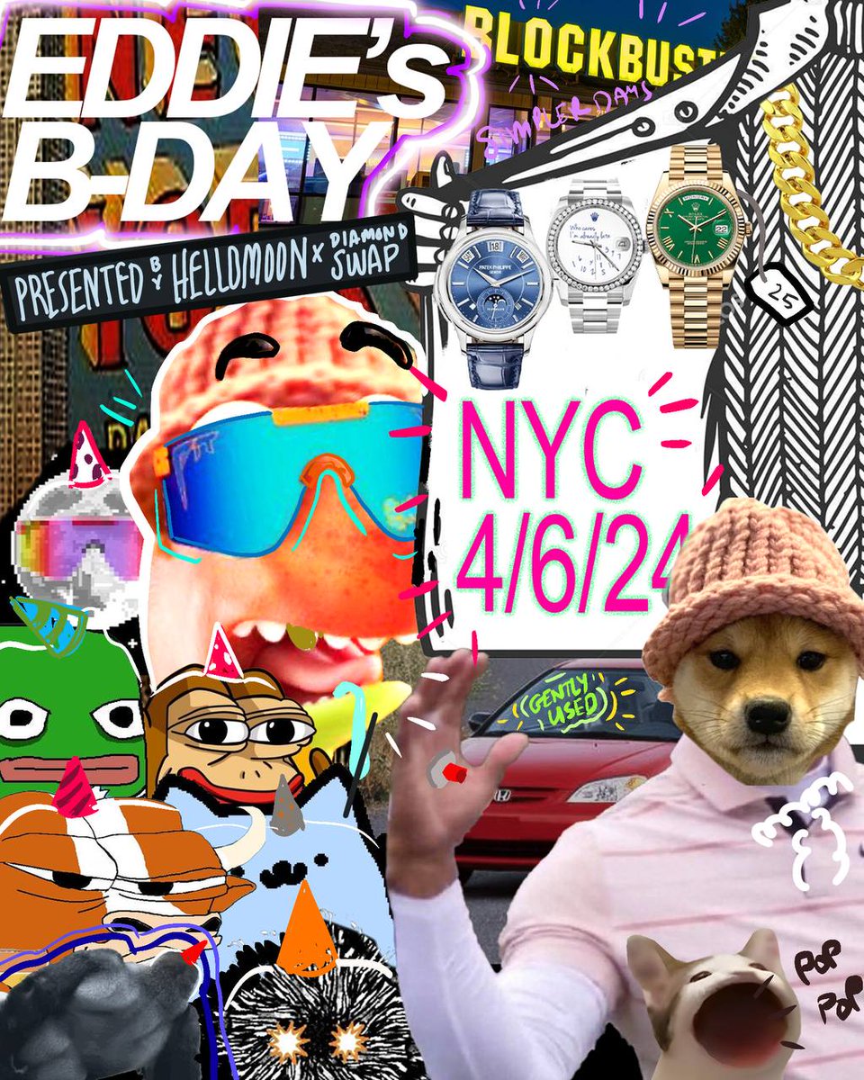 If you're at NFT NYC on Saturday, you won't want to miss Eddie's B-Day, presented by Hello Moon and Diamond Swap!

An industry-only closing rager with NFT NYC's top builders, industry leaders, projects, and VCs.

Register on Sidechain (link below)👇