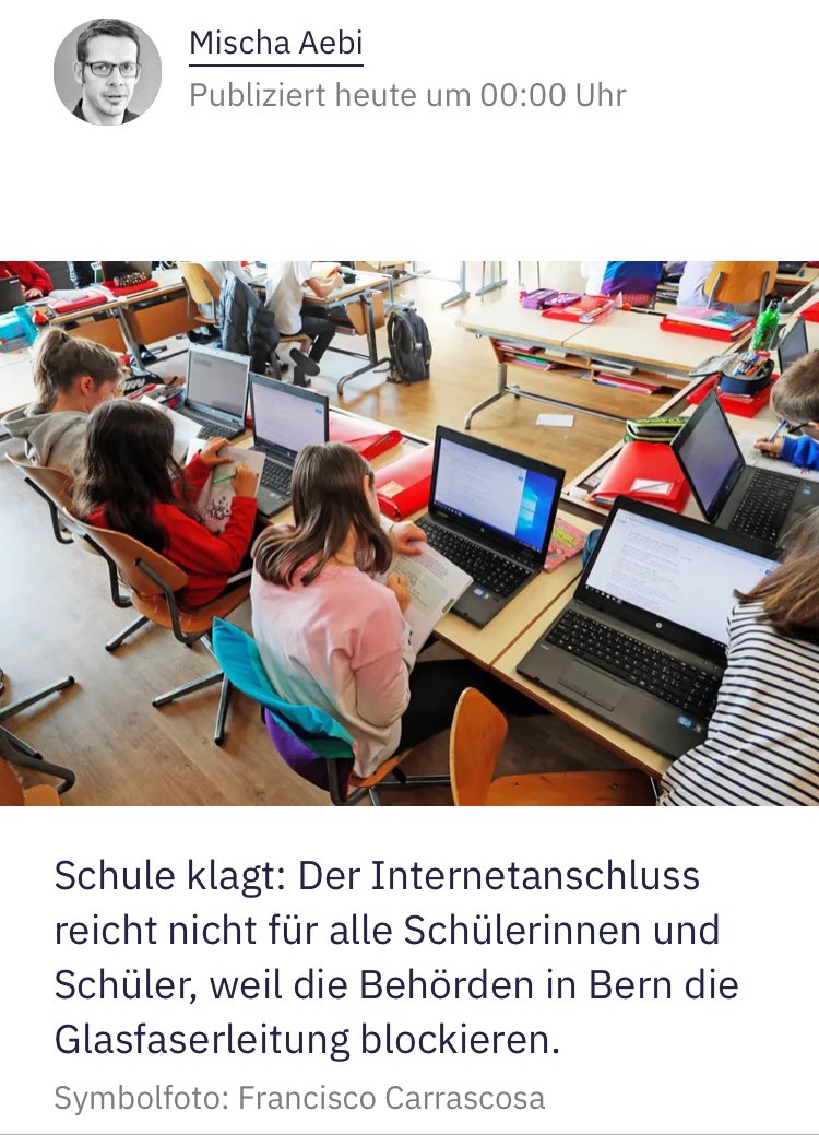 Veritable Zeitungsente, sorry @mischa_aebi @sonntagszeitung: Alle Primarschulen/Kindergärten (exkl. Pavillons) in Affoltern aA sind mit P2P-#Glasfaser erschlossen. psa.ch/schulhaeuser Die «armen Kinder» haben nur den falschen Provider 😳 tagesanzeiger.ch/glasfaserstrei… Thread 🧵⬇️