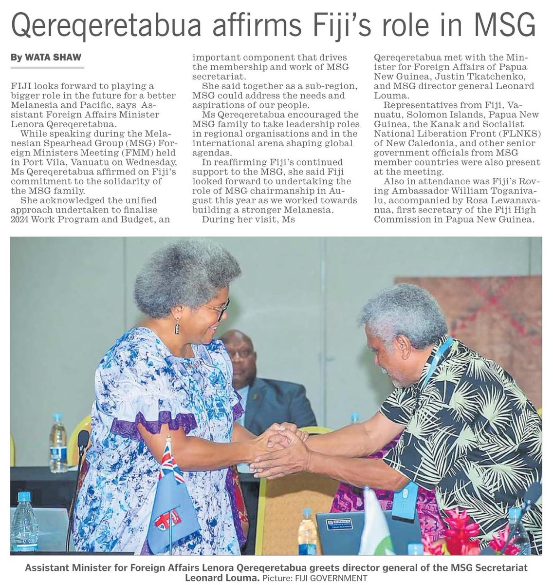 National Federation Party (@nfpfiji) on Twitter photo Fiji looks forward to playing a bigger role in the future for a better Melanesia and Pacific, says Assistant Foreign Affairs Minister Lenora Qereqeretabua. <a href="/fijitimes/">The Fiji Times</a> Fiji looks forward to playing a bigger role in the future for a better Melanesia and Pacific, says Assistant Foreign Affairs Minister Lenora Qereqeretabua. <a href="/fijitimes/">The Fiji Times</a>