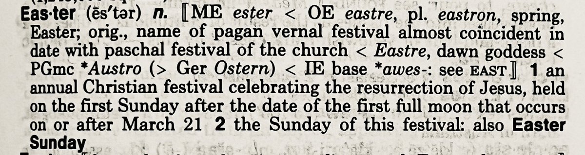 Definition of “Easter” from Webster’s New World Dictionary, 3rd College Ed., © 1989